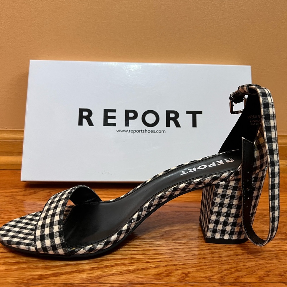 Report Gingham Black and White Heels